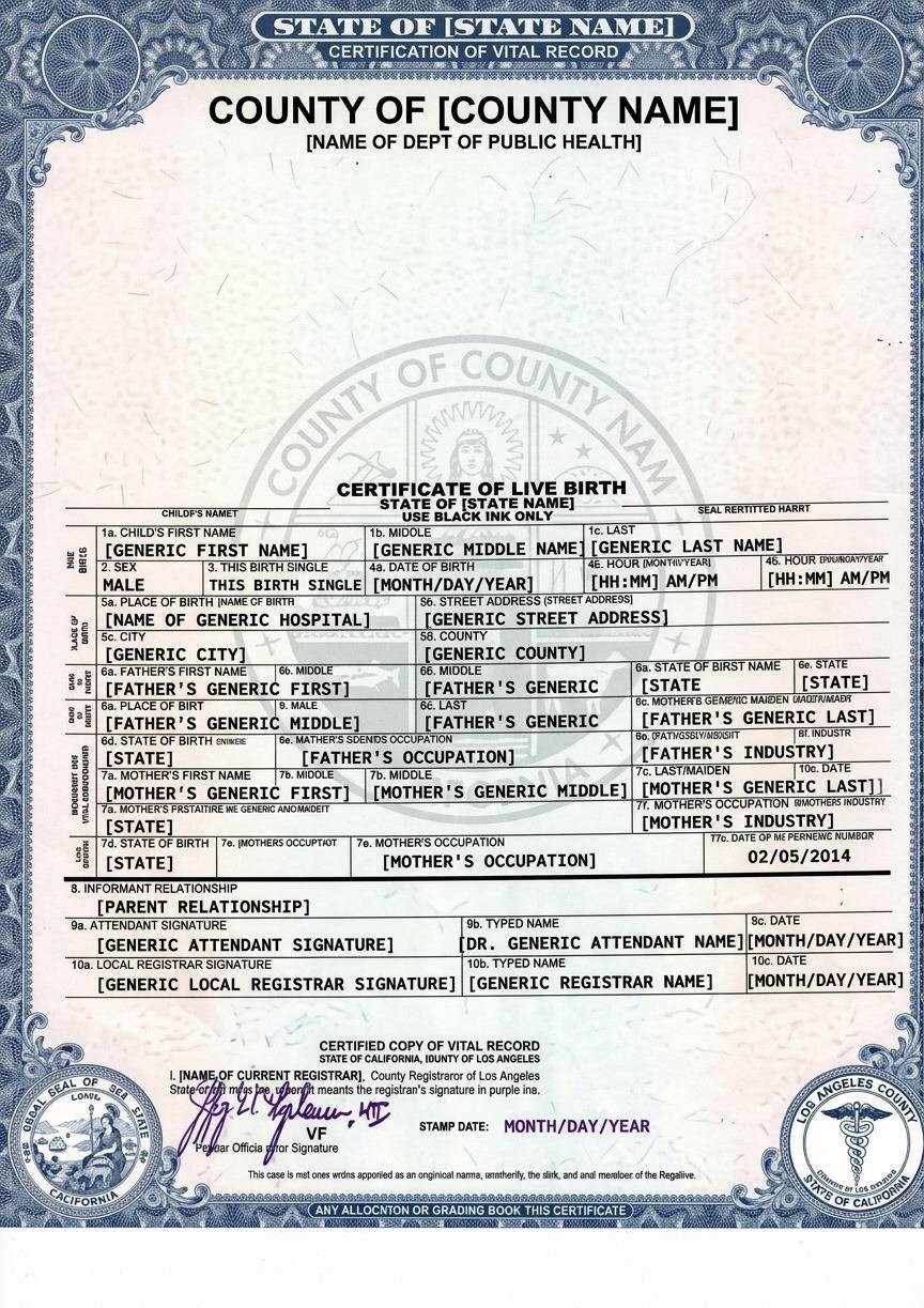 Birth Certificate Sample