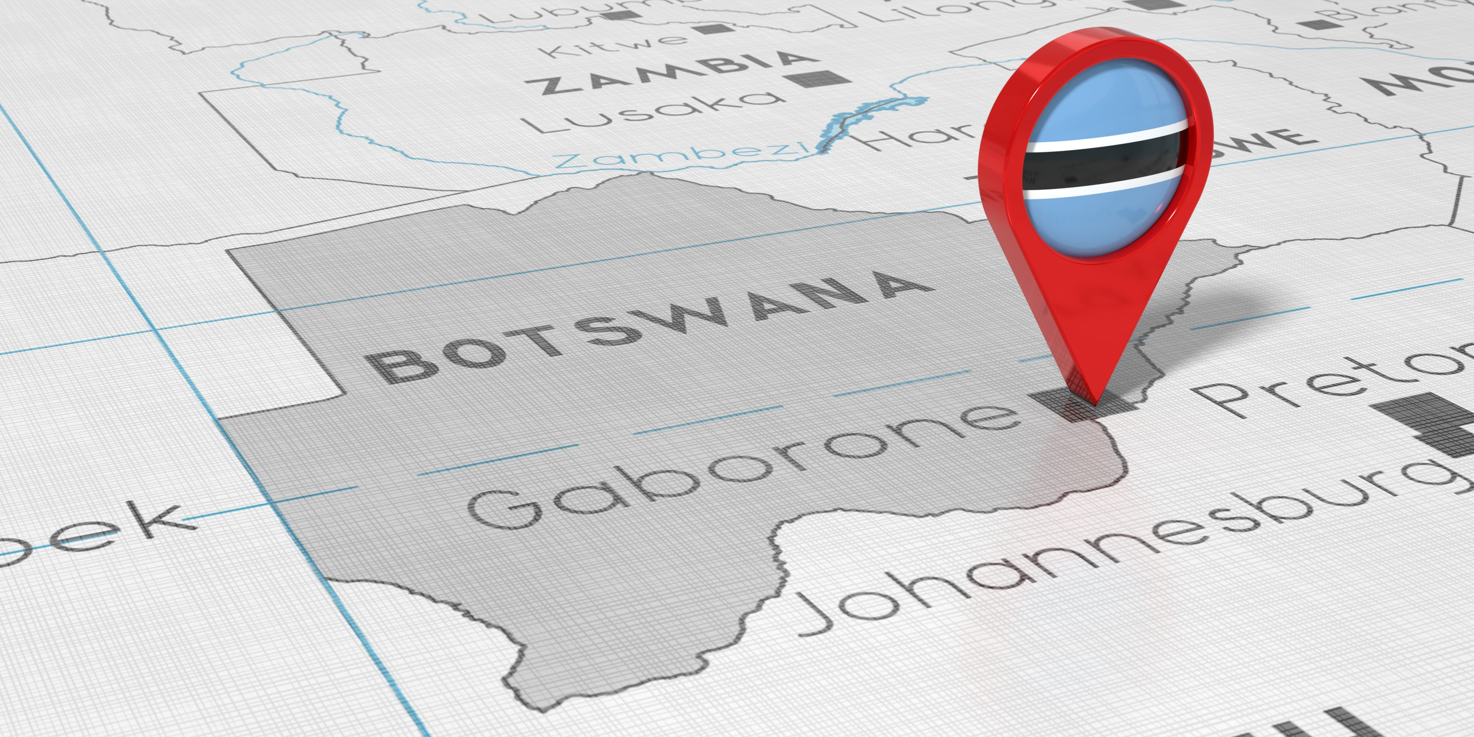 Botswana, Gaborone on Map