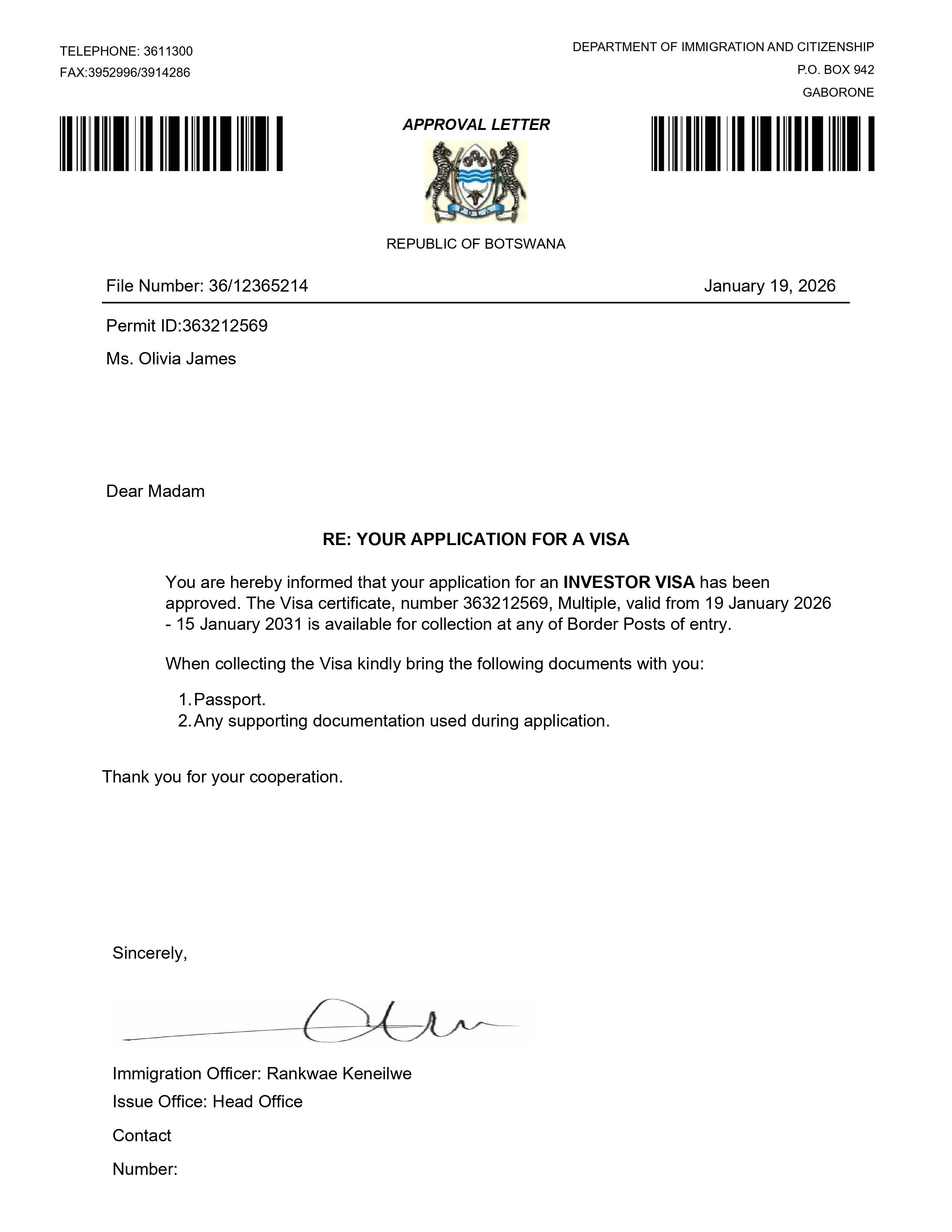 Botswana Investment eVisa