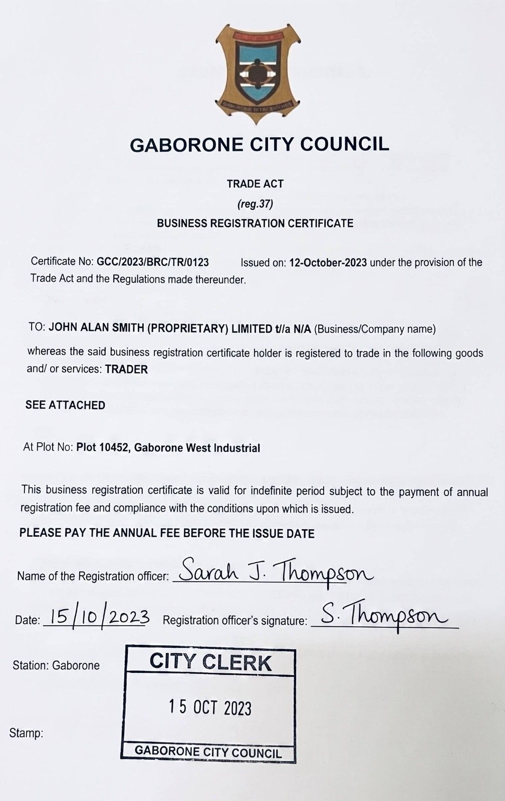 Botswana Trade Licence