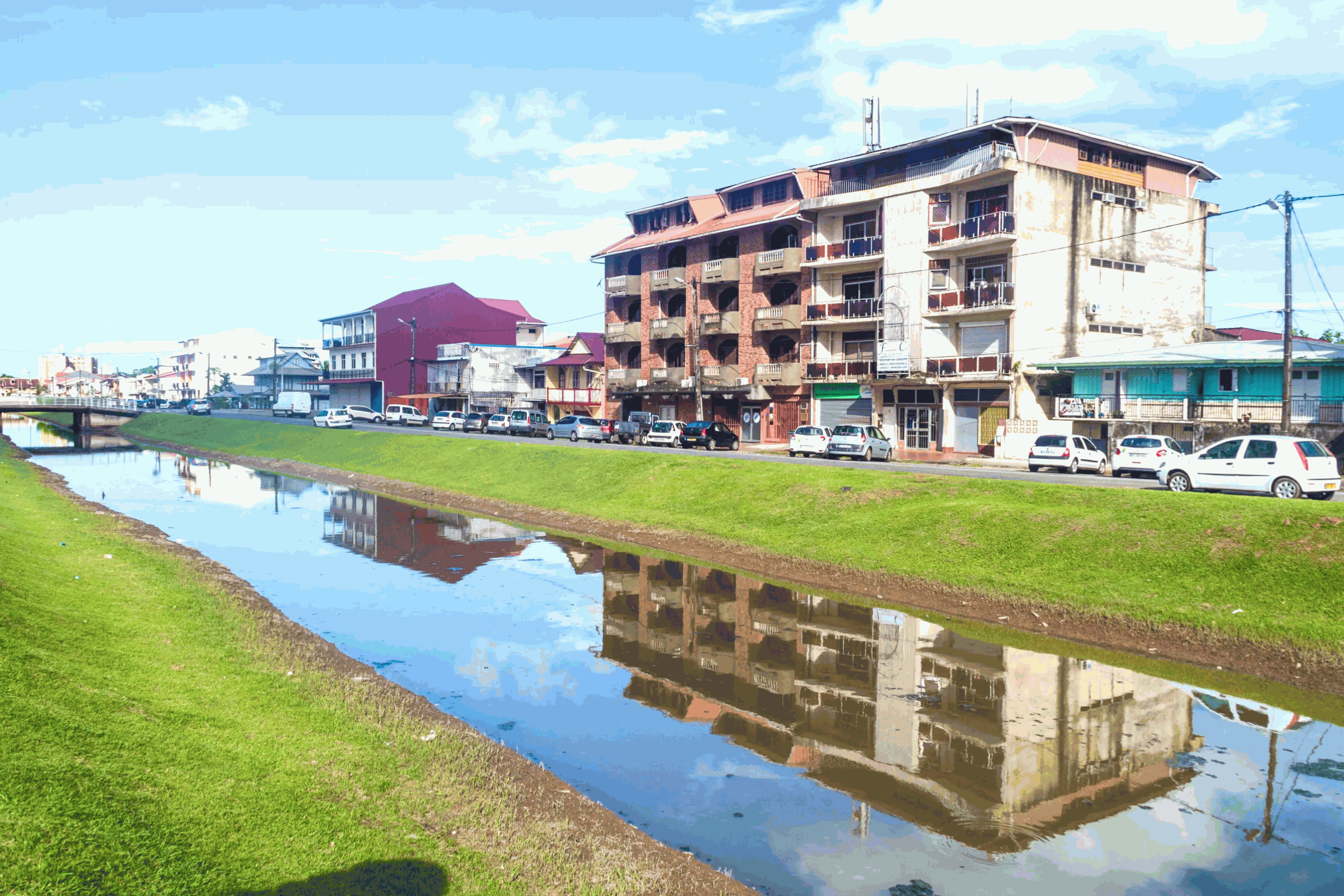 canal laussat river and building in cayenne french guiana