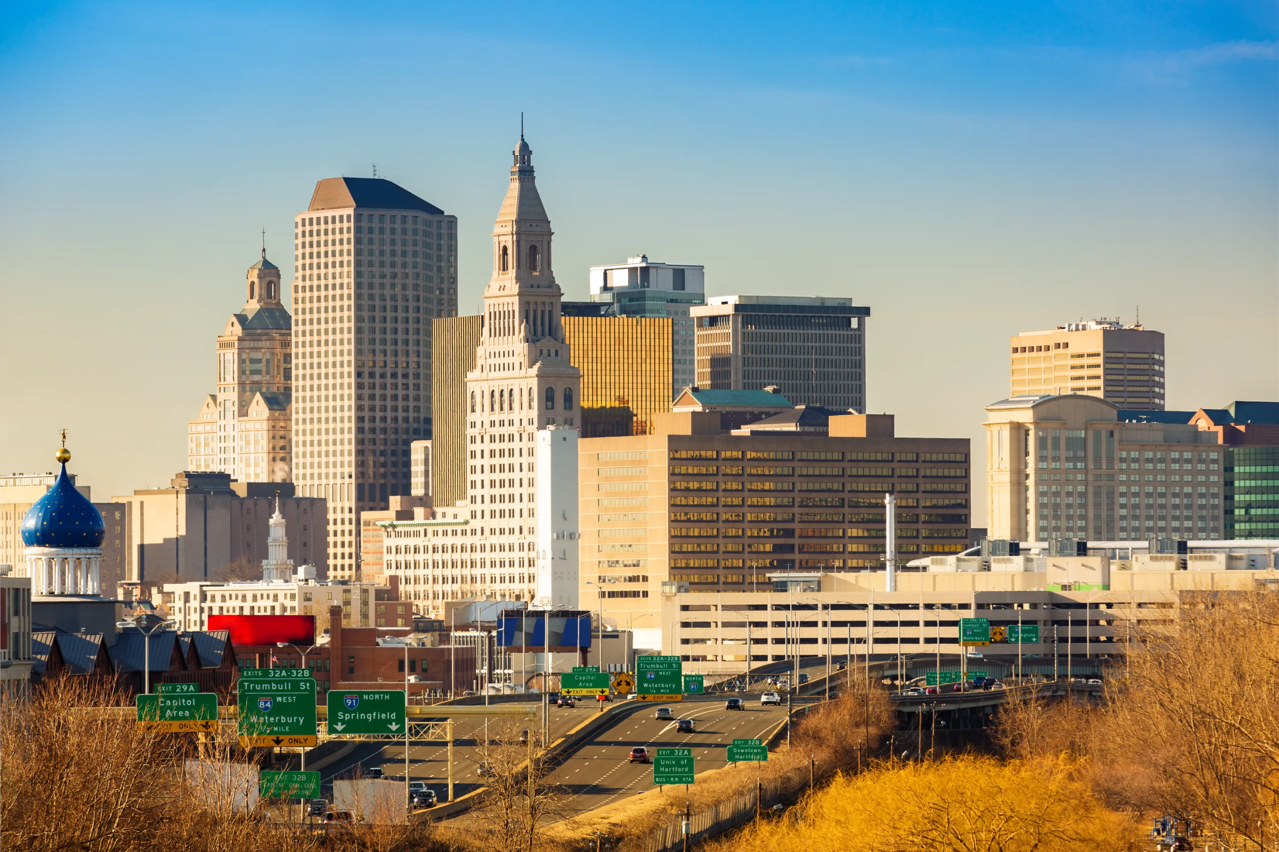 hartford skyline on a sunny afternoon hartford is the capital of connecticut