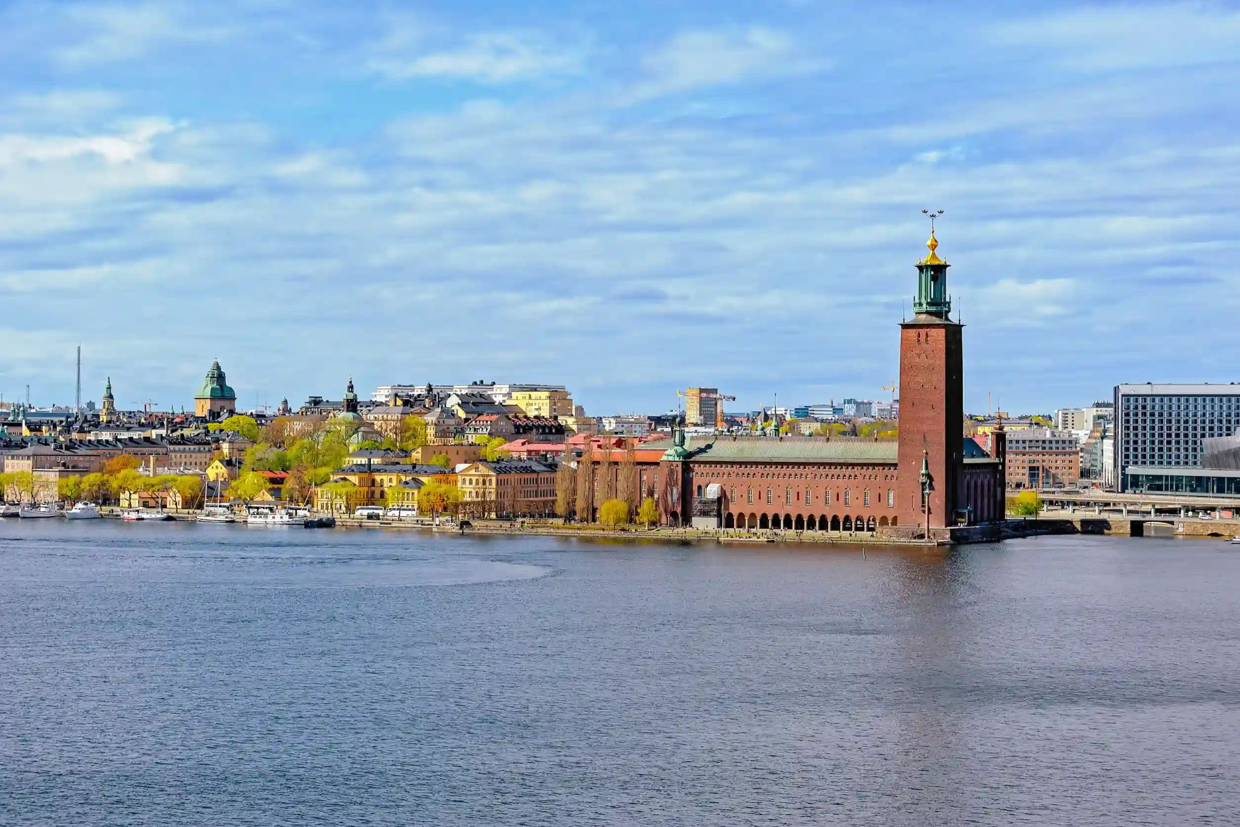 kungsholmen island with famous city hall stadshuset seen from sodermalm