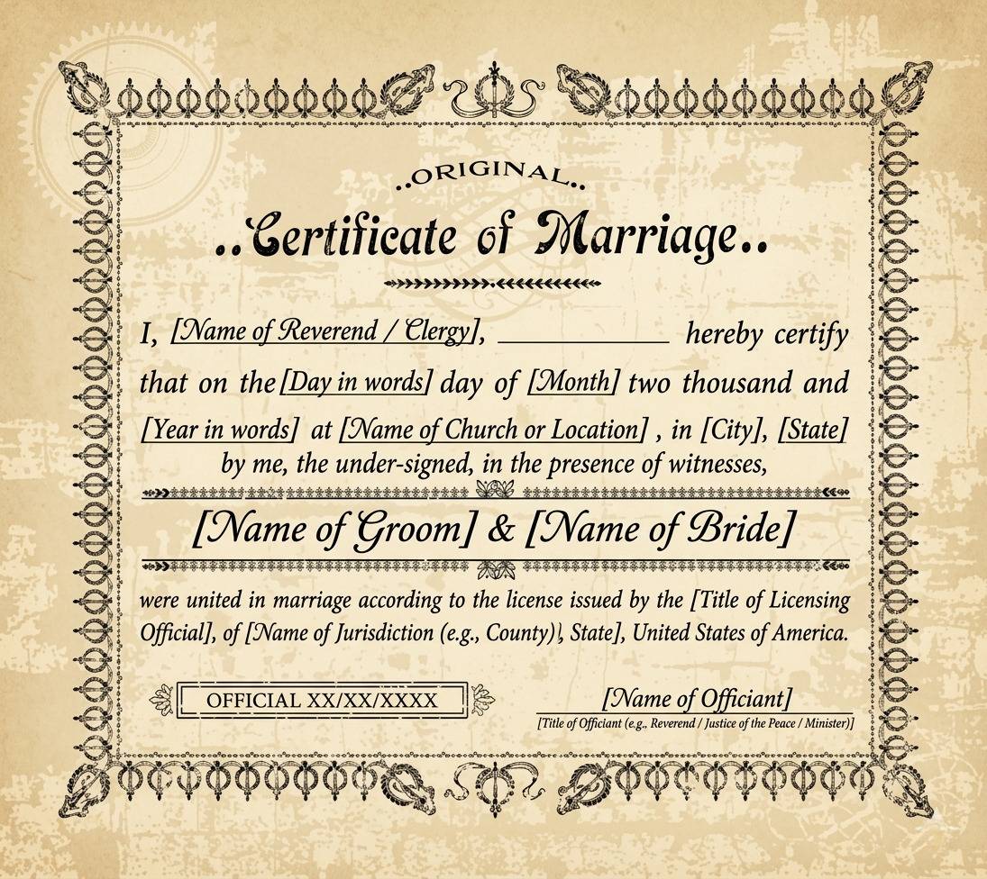Marriage Certificate Sample