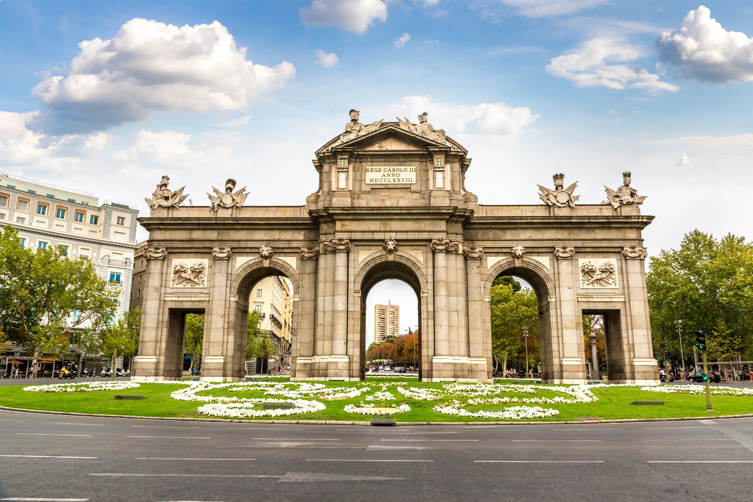 puerta de alcala in madrid in a beautiful summer day spain