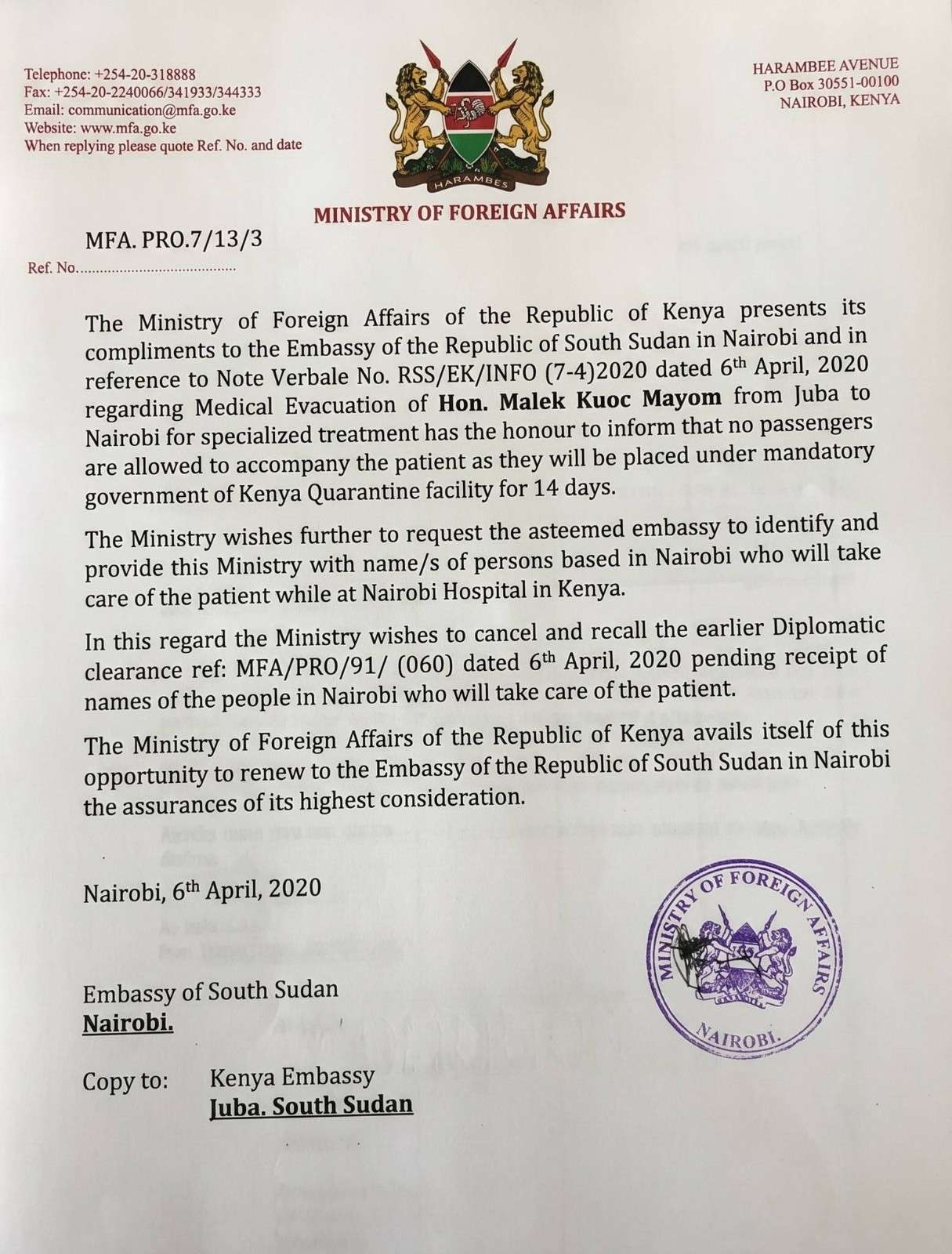 Sample Letter Of Foreign Affairs