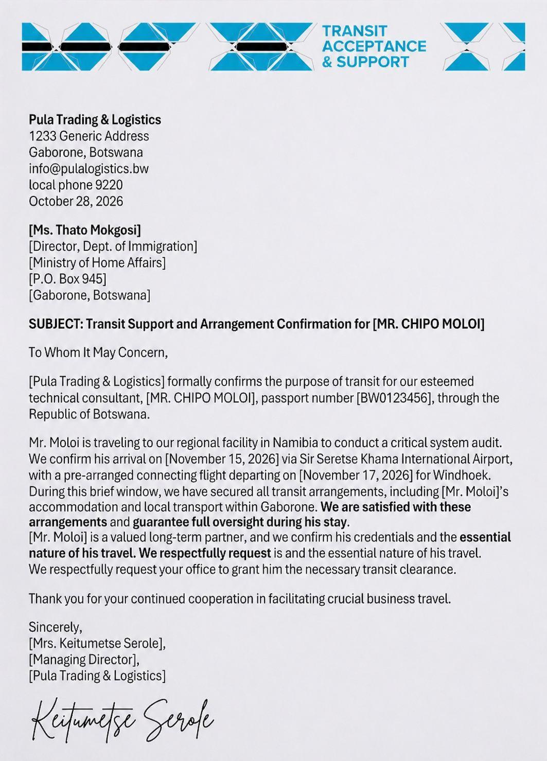 Sample Of A Company Letter