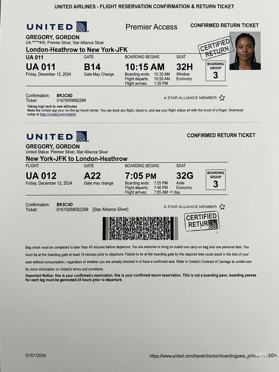 Sample Of Return Ticket