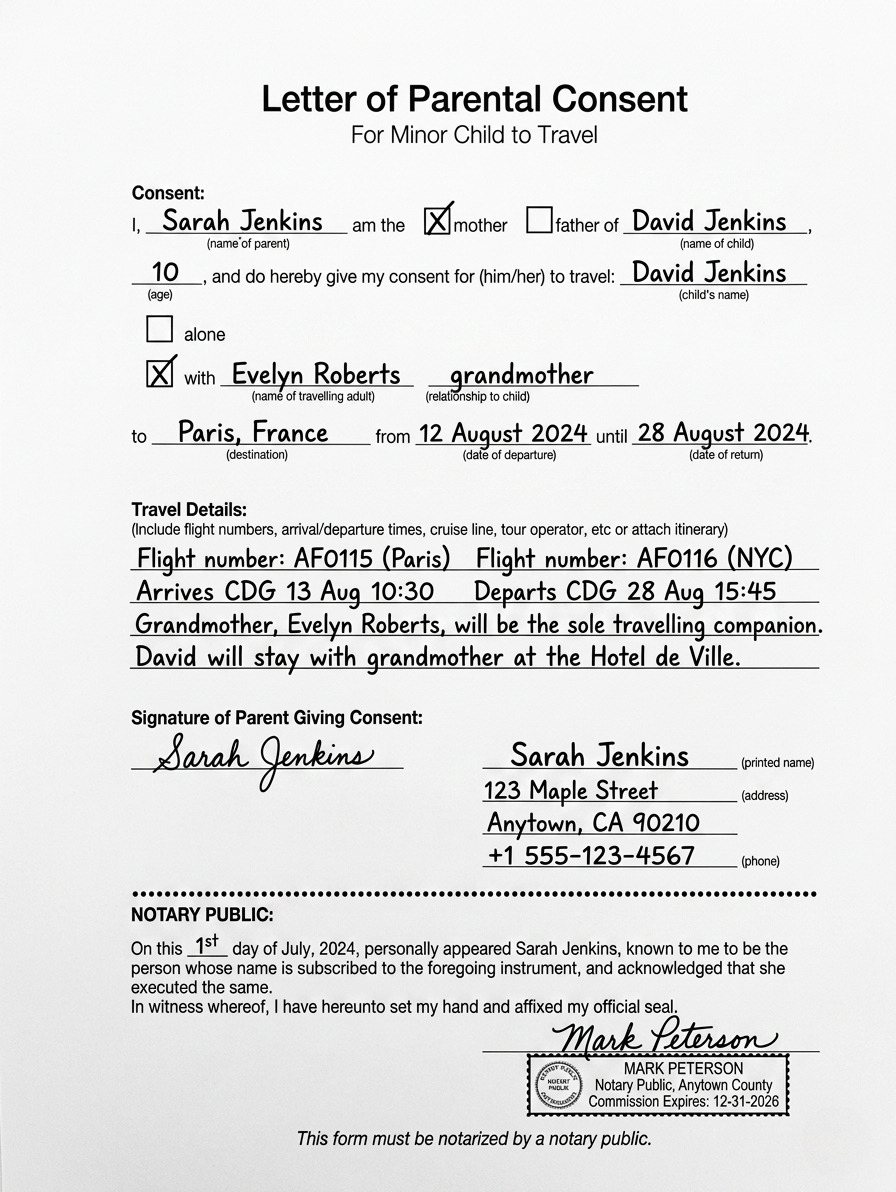 Signed Letter Of Consent Sample